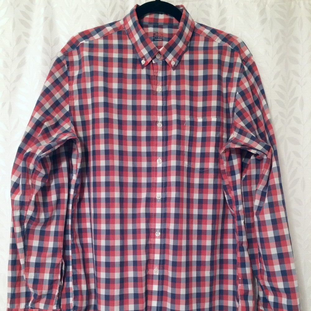 J. Crew Lightweight Gingham Washed Shirt Slim Sz L - Picture 2 of 8